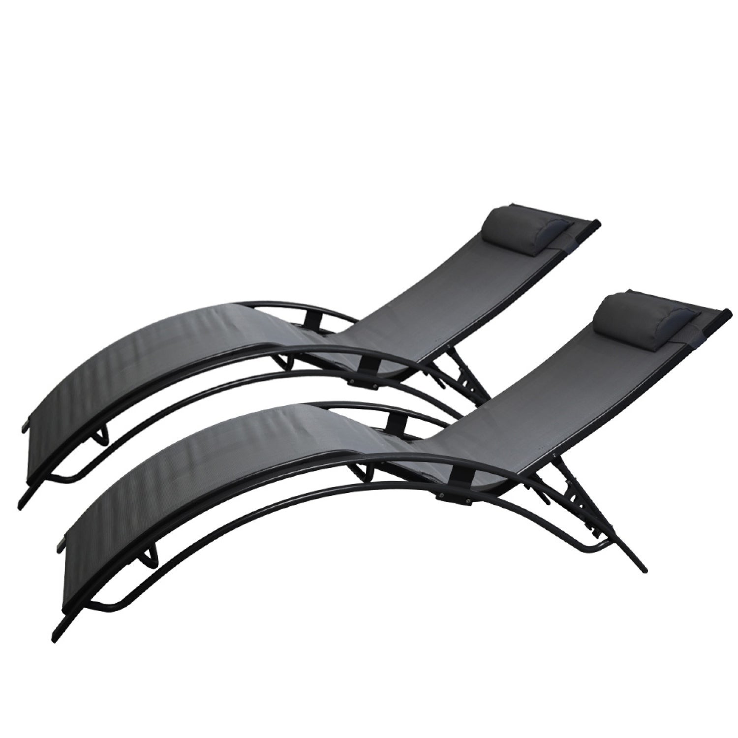 Lot de 2 transats ajustables noir et gris CALI - 2