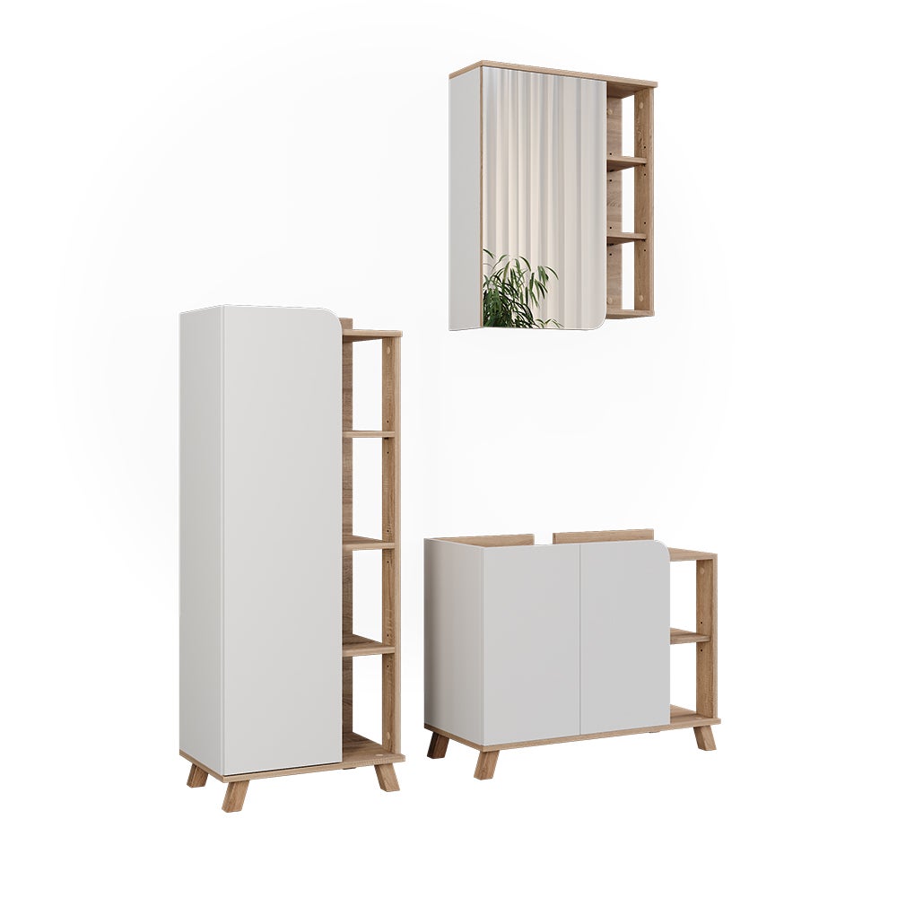 Vicco Zestaw mebli łazienkowych Karen, Sonoma/Biały, 3 części