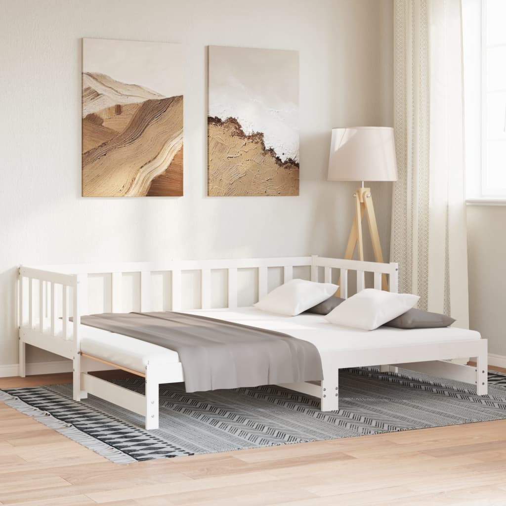 Lit coulissant sans matelas blanc, pour la chambre, 2 × (90 × 200) cm - 4