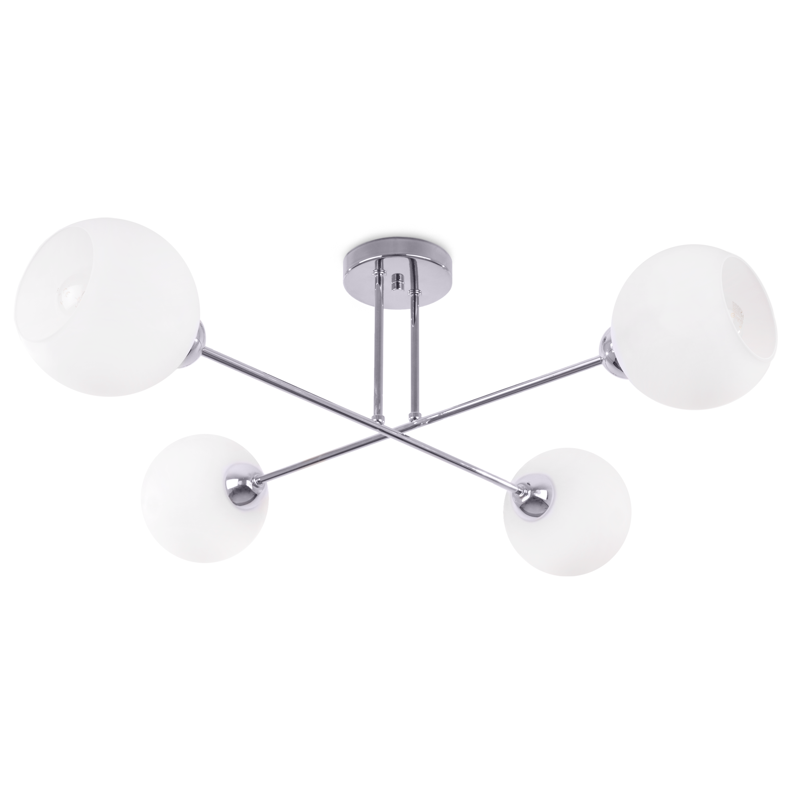 Lampa sufitowa wisząca Austria srebrna glamour 4xE27 klosz kula biała Light Home LH
