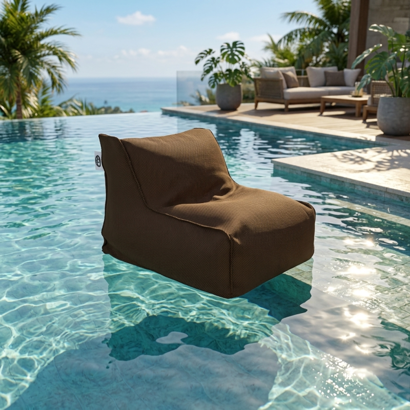 Fauteuil piscine XL flottant 100 × 90 × 70 cm intérieur / extérieur sans polystyrène – Brun (DC10090-5) - 2