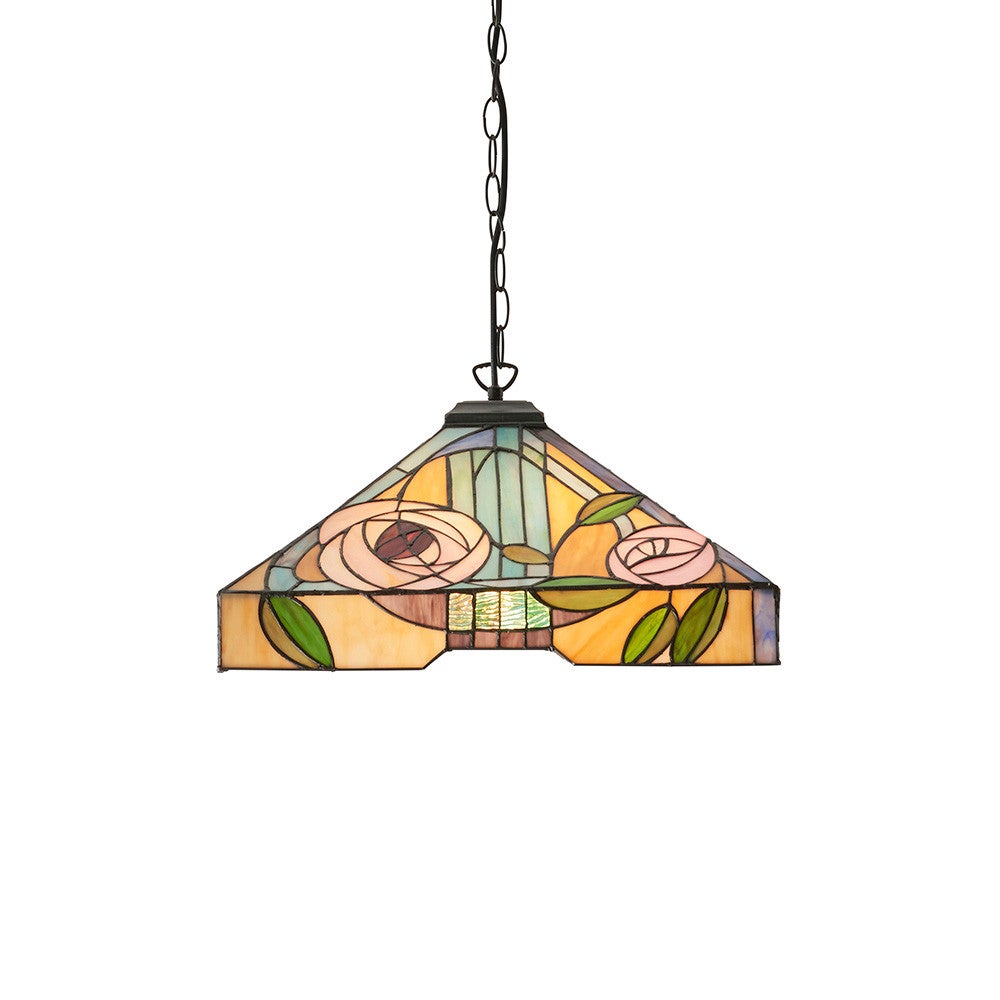 Lampa sufitowa róże WILLOW brązowa 3xE27x40W szkło wym:133x42,5x42,5cm IP20 Tiffany