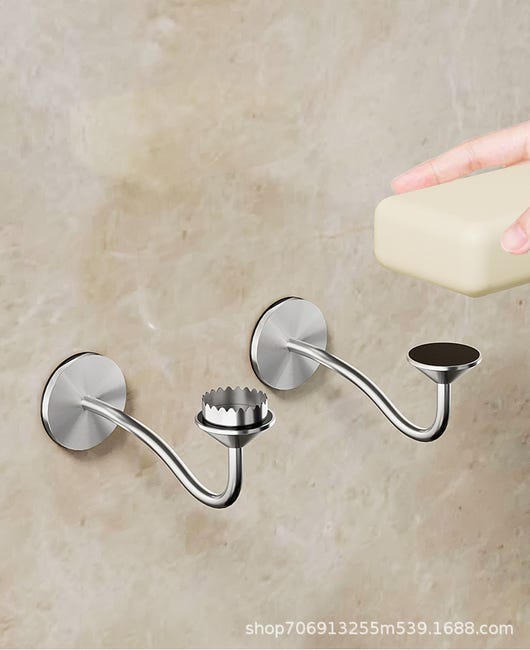 2 Porte-Savon Magnétiques Muraux Adhésifs – Aimantés En Acier Inoxydable Antirouille Pour Douche, Baignoire, Évier Cuisine – Fixation Sans Perçage