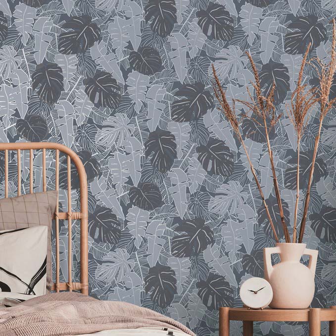 Tapeta palmy szarym - 53 cm x 10.05 m - LIVINGWALLS