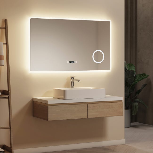 EMKE Specchio da bagno con illuminazione, 70 x 50 cm, specchio EMKE Specchio da bagno con illuminazione, 70 x 50 cm, specchio