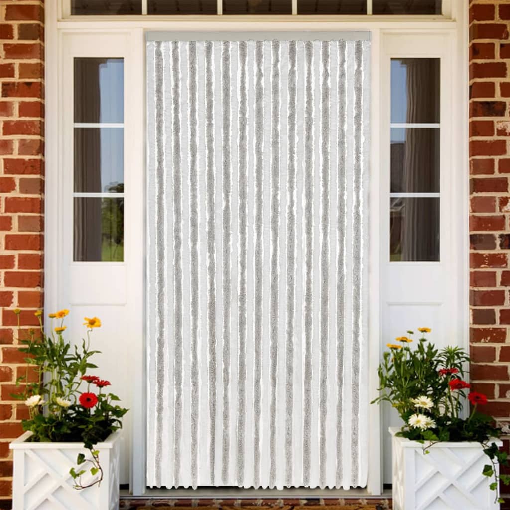 Cortina antimoscas chenilla gris claro y 118x220 cm