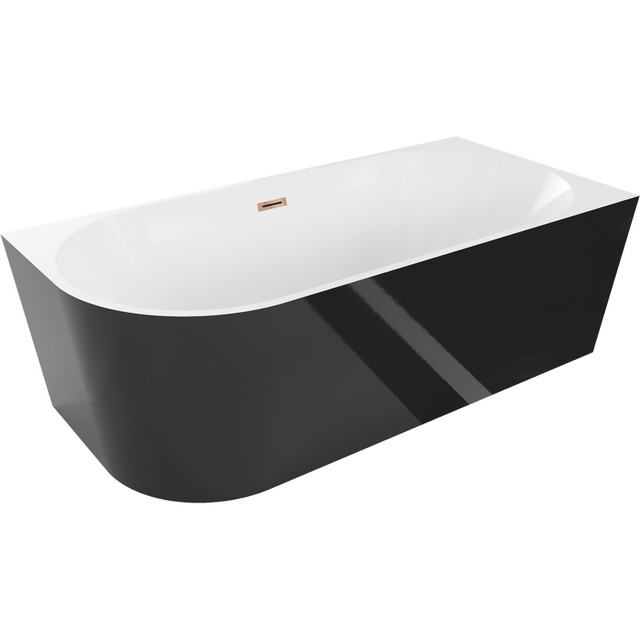 Mexen Mia wanna wolnostojąca narożna prawa 180 x 80 cm, biała/czarna, przelew różowe złoto - 52691808075P-60