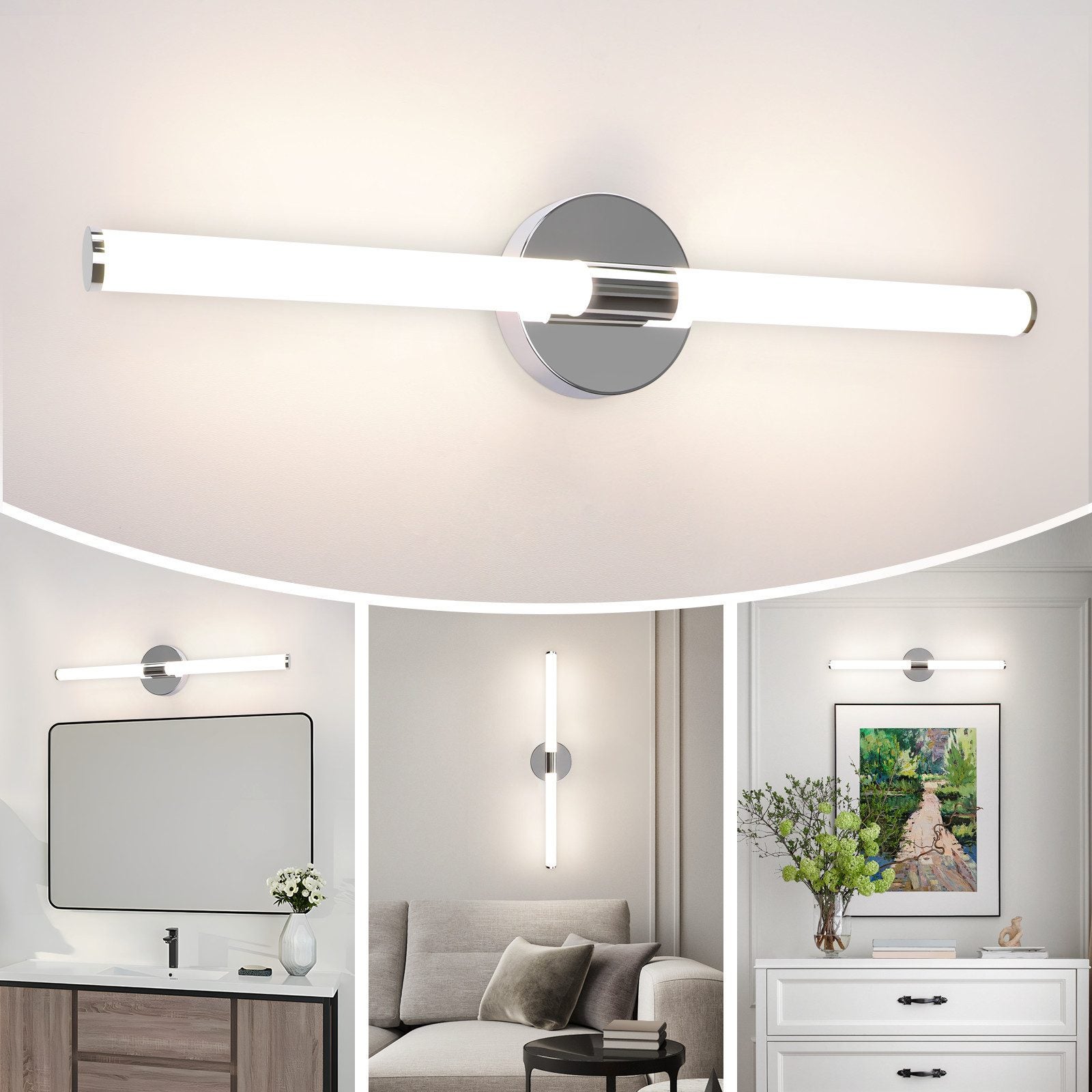 Applique murale de salle de bain NETTLIFE LED - 8W 60CM 4000K IP44 - 3