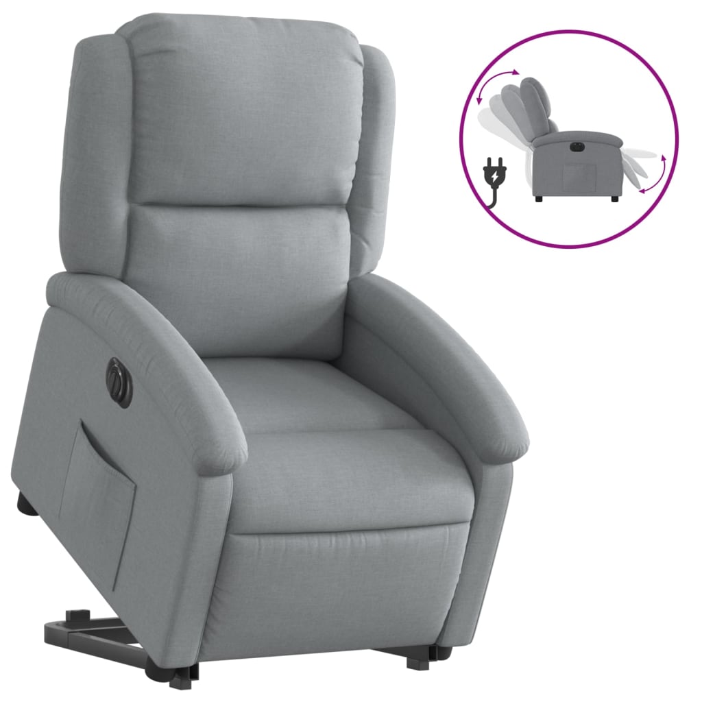 Sillón eléctrico | sillón de relax | silla de relax reclinable elevable de tela gris claro cfw452431