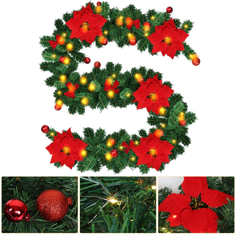 Lot De 2 Guirlandes De Pin Norfolk De Noël – 1,8 M – Cyprès Artificiel Au Toucher Naturel Pour Décoration De Table De Noël, Mur, Porte