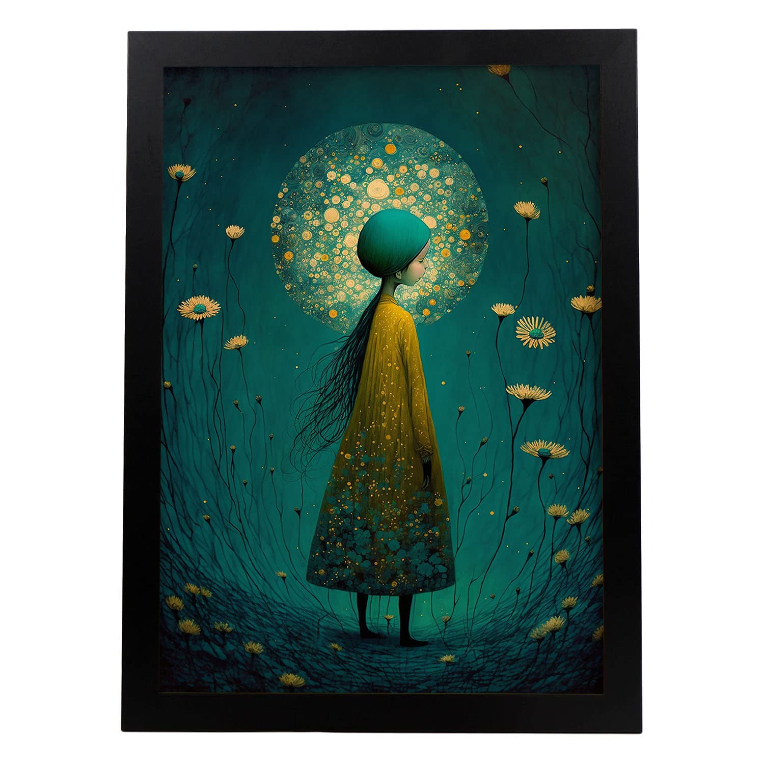Nacnic poster margaritas en estilo surrealismo cinematográfico ilustraciones y grabados de historieta abstracta y artística para a3 marco negro