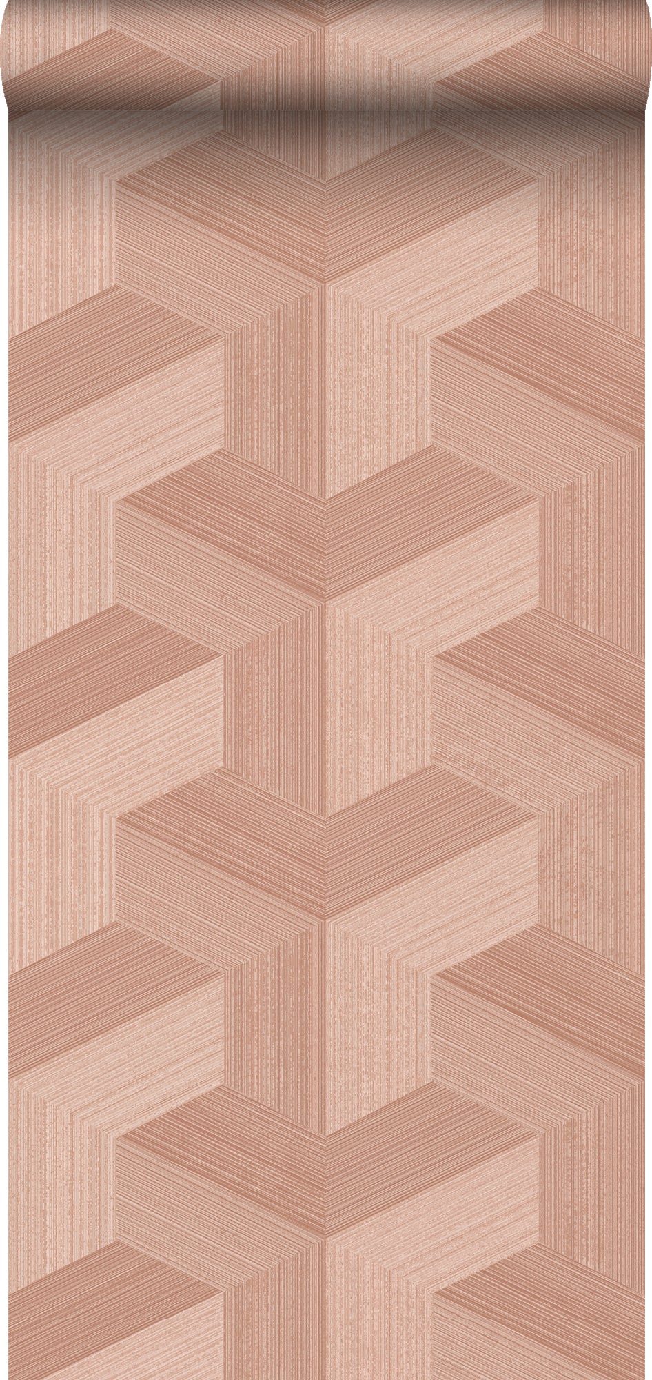 Papel pintado con textura eco 3d gráfico rosa terracota - 0.53 x 10.05 m - origin wallcoverings