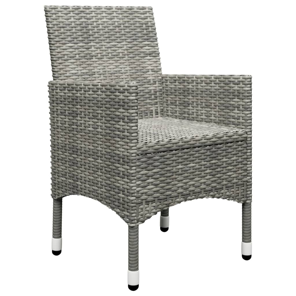 Maison Exclusive - Set Bistrot Giardino 3 pz Polyrattan e Vetro Temperato Grigio - 6