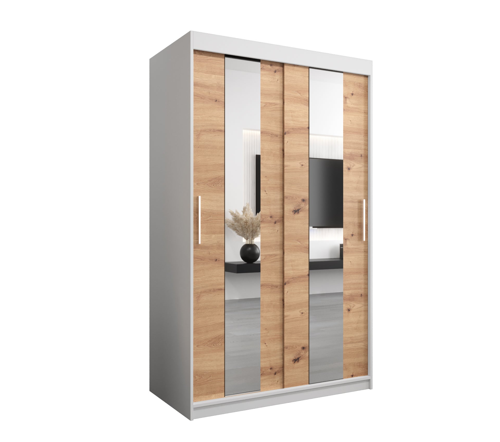 Szafa przesuwna garderoba POLE 120 x 62 x 200 cm Biały + Artisan - Abiks Meble