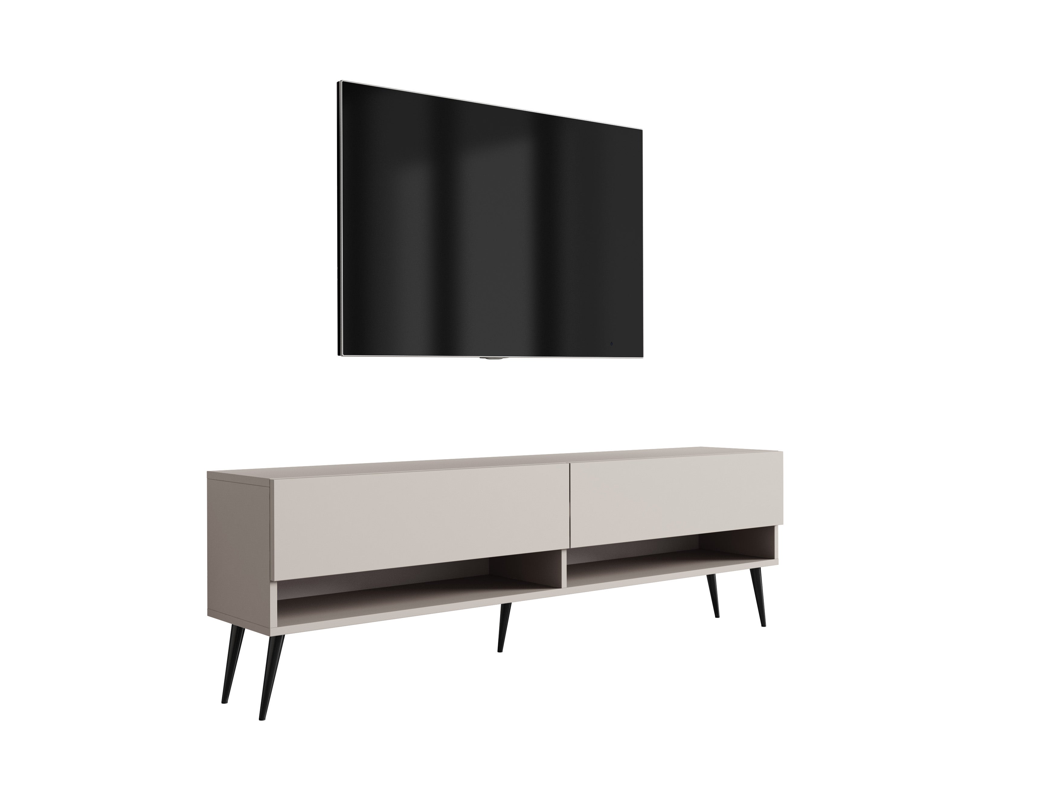 Szafka RTV : Kaszmir, nóżki pochyłe czarne, 170 × 32 × 52 cm