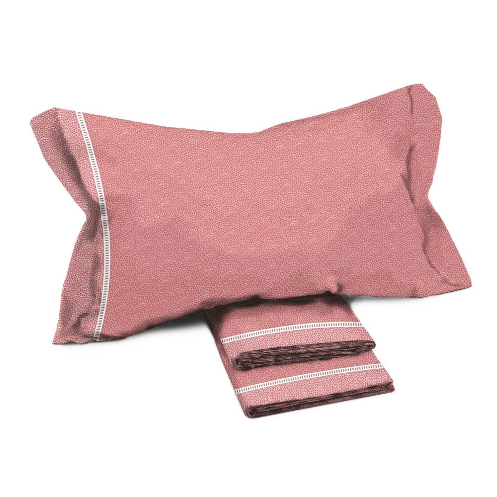 Sábanas dobles de algodón maxi tex family - diseño moderno 'time' color rosa