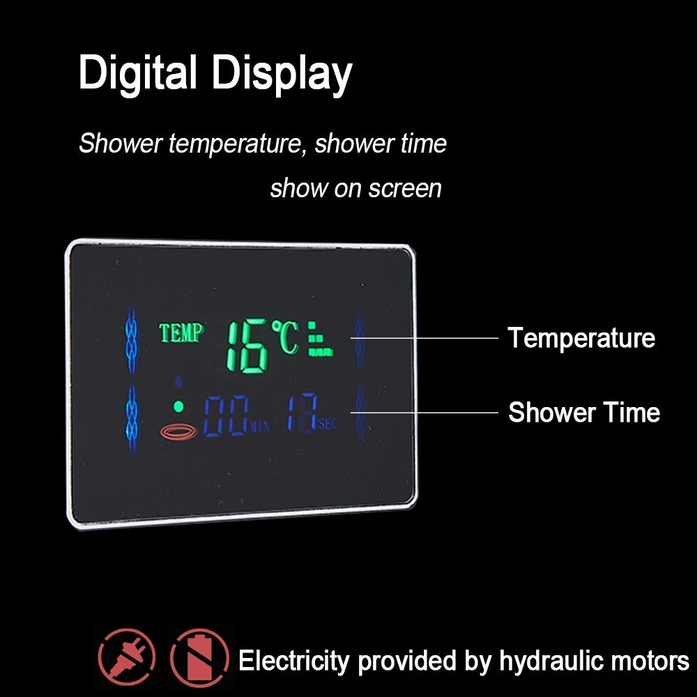 Pannello doccia LED intelligente con display digitale della temperatura - Getti idromassaggio, pannello pioggia e bidet - Rubinetto - 5