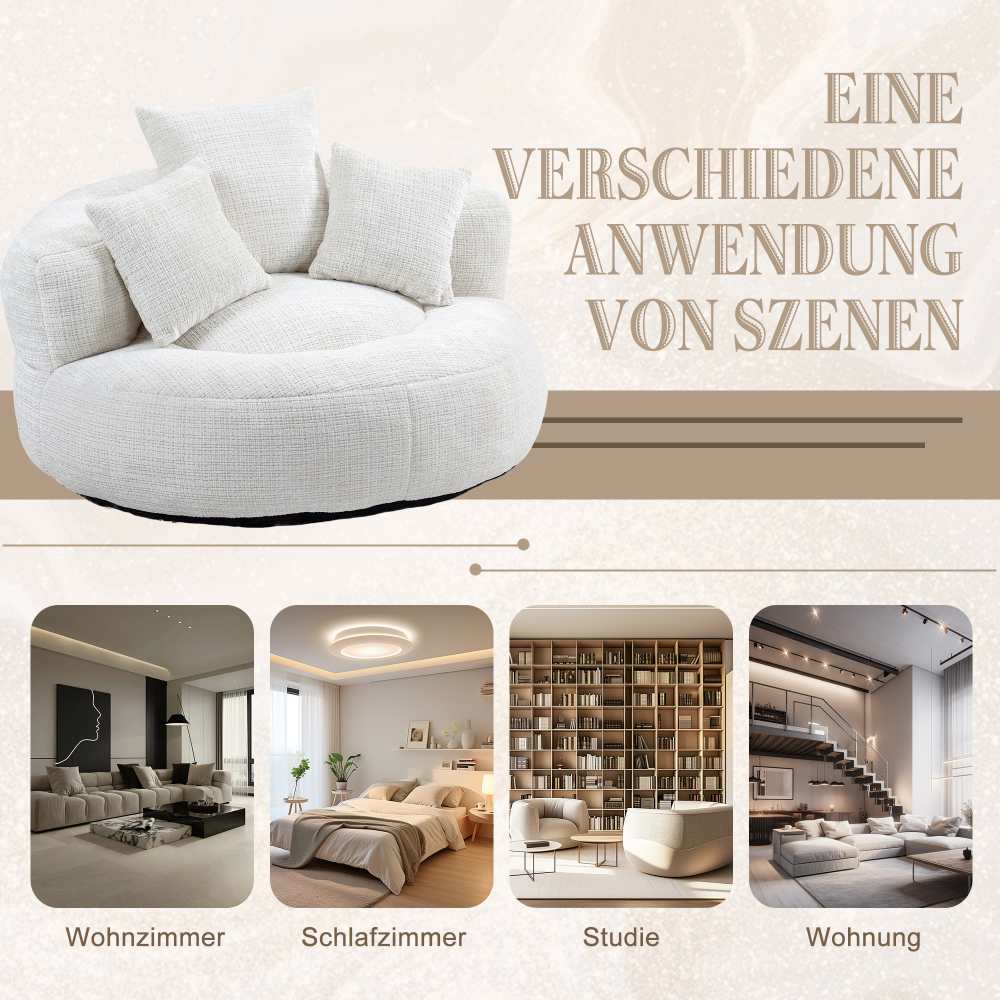 Canapé paresseux Chenille avec dossier haut et trois coussins - Fauteuil durable pour adultes et enfants, intérieur/extérieur - 5