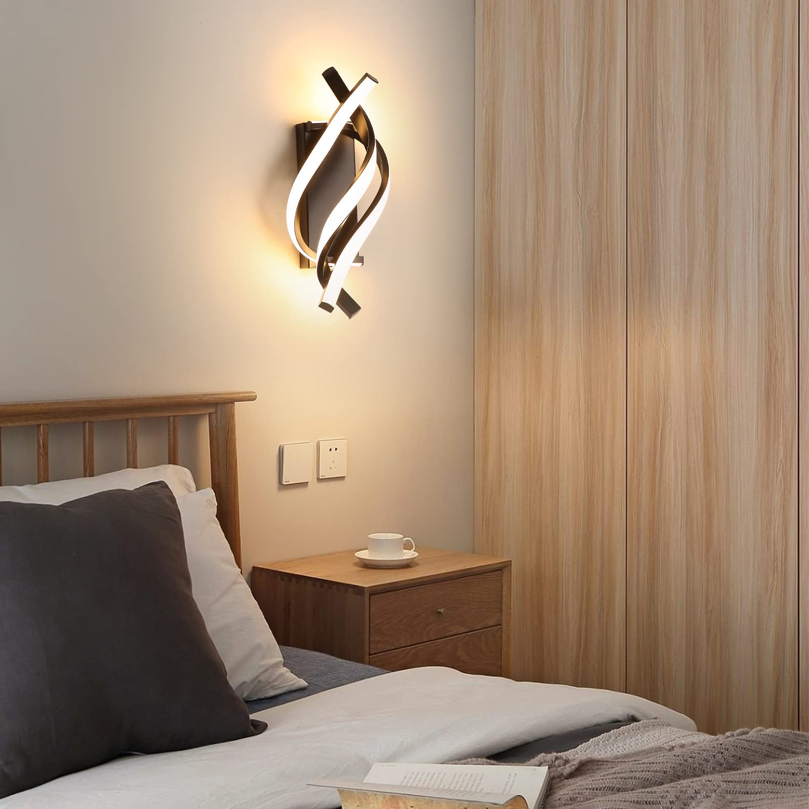 Applique da parete, lampada da parete moderna a LED a spirale, lampada da parete a LED in alluminio, luce decorativa per interni, luce calda 3000K - 8
