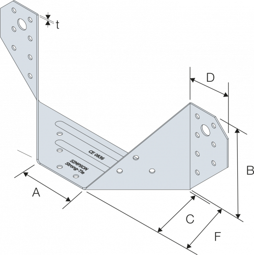 Etrier à angle 45° (D/G) ET 67x95mm - ep 1.5mm - 2