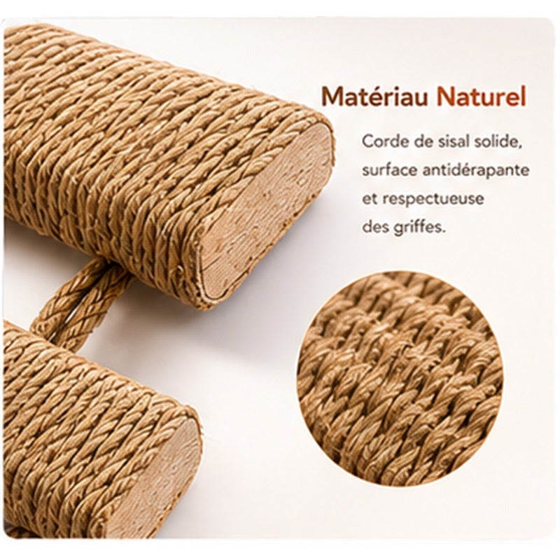 Échelle pour chat en corde de sisal 101 cm, hamac mural intérieur/extérieur, accessoire d’escalade et repos facile à installer pour animal - 6
