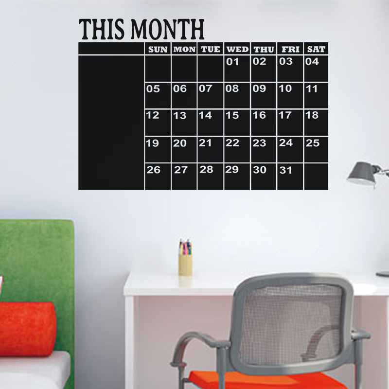 Vinilo pizarras calendario del mes - adhesivo de pared - revestimiento sticker mural decorativo - 90x130cm