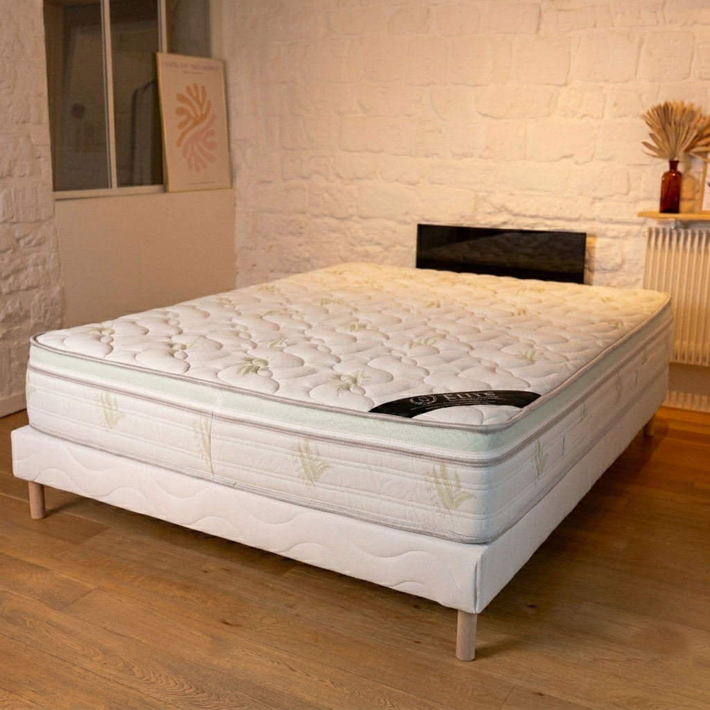 Matelas Aloe Vera 200x200 cm Hauteur 27 cm Mousse à Mémoire de Forme Infusée Aloe Vera Double Face Soutien mi-ferme - 5