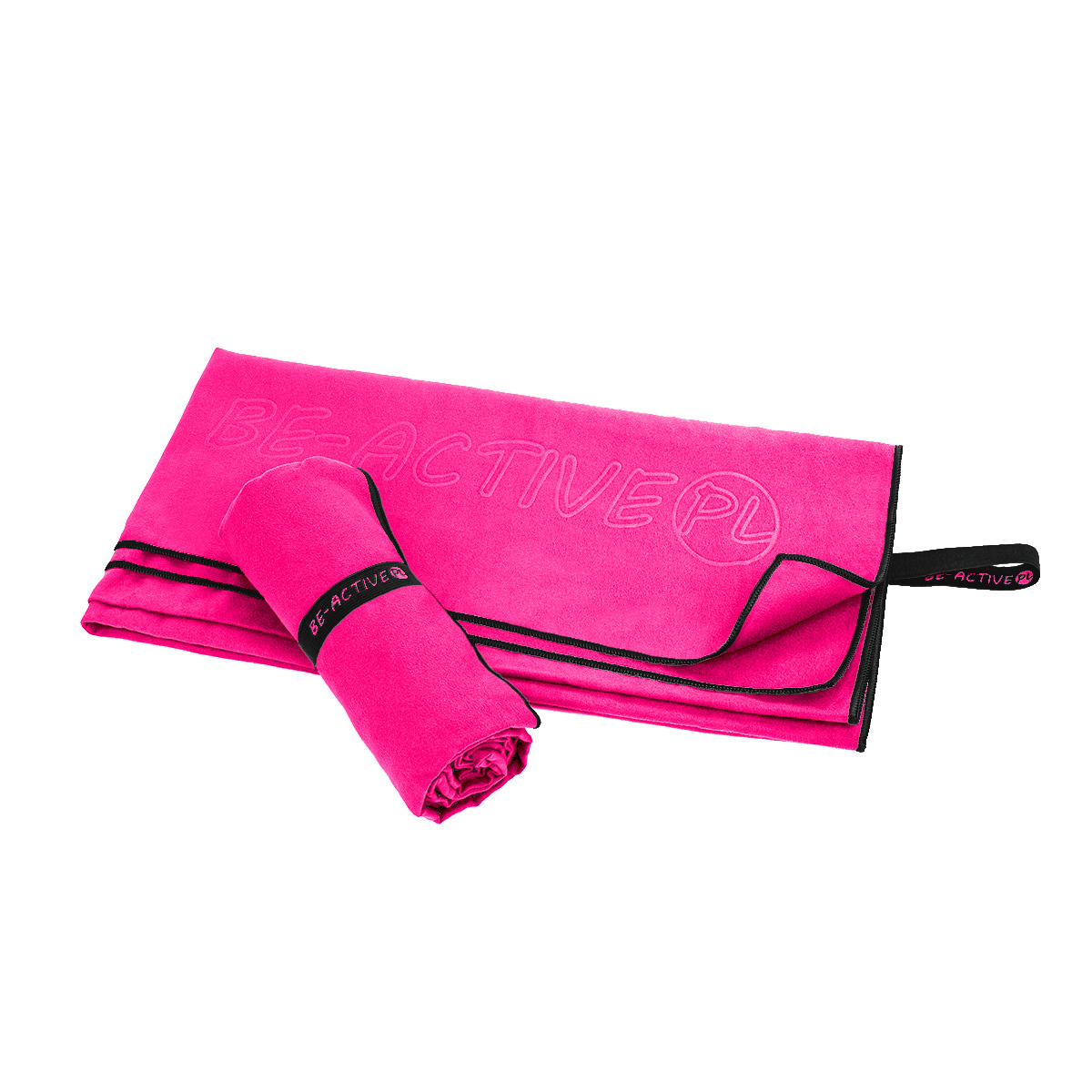Ręcznik szybkoschnący z mikrofibry 130x80 cm, ręcznik kąpielowy, różowo-czarny Be-active.pl