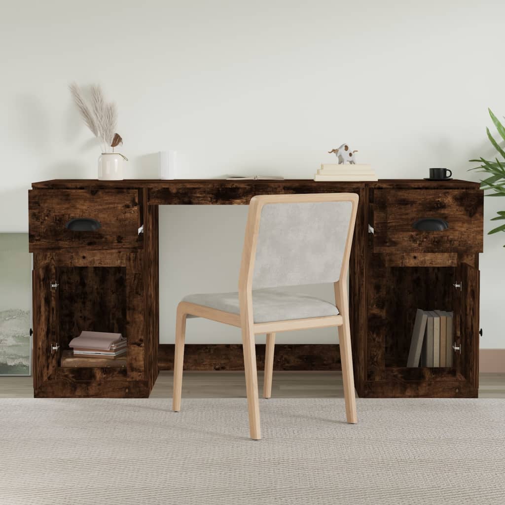 Bureau avec armoire，Table de travail，Table d'étude chêne fumé bois d'ingénierie CWV64065 - 3