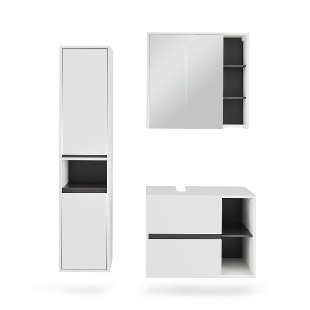 Vicco Zestaw mebli łazienkowych Viola, Biały/szary, 3 części