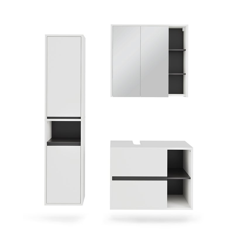 Vicco Zestaw mebli łazienkowych Viola, Biały/szary, 3 części