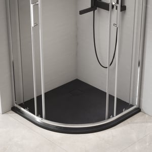 EMKE Receveur de douche Semi-circulaire Antidérapant SMC receveur de douche, Noir 80 x 80 cm