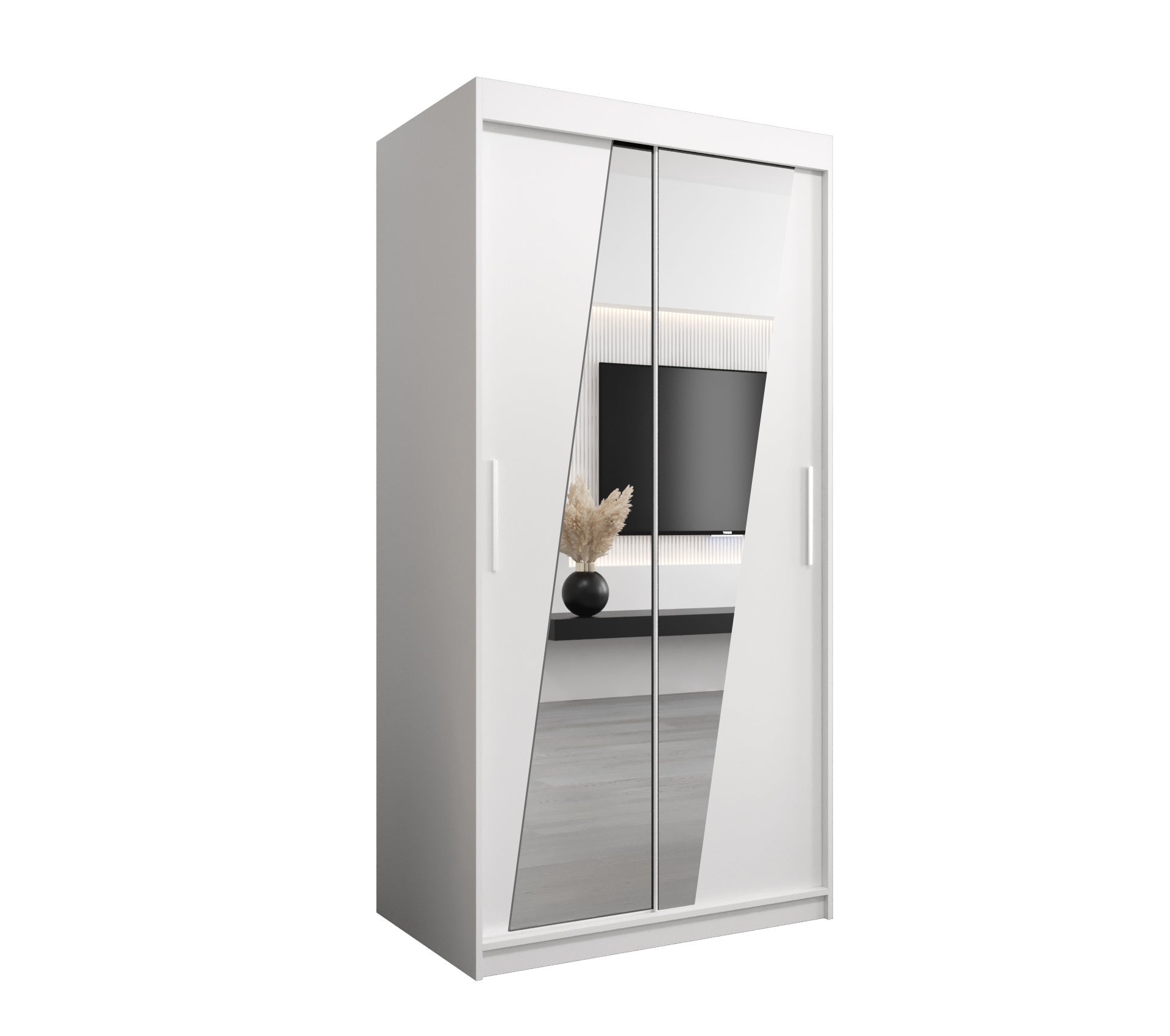 Szafa przesuwna garderoba RHOMB 100 x 62 x 200 cm Biały - Abiks Meble