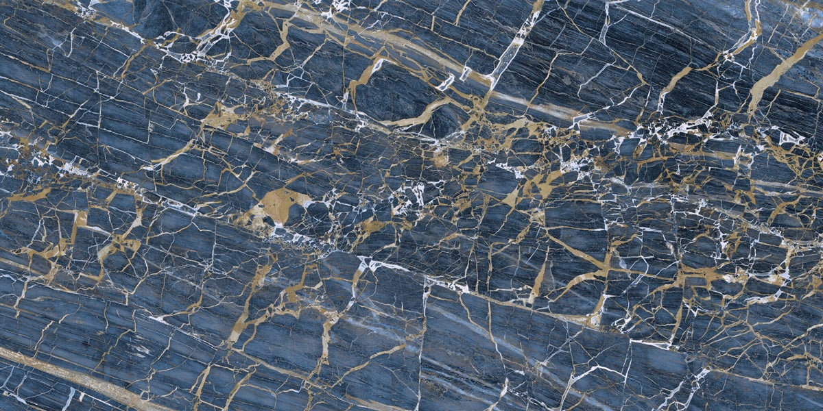 Carrelage sol et mur effet marbre brillant Hotel luxe bleu poli 60x120 cm - Réflex Boutique - 4