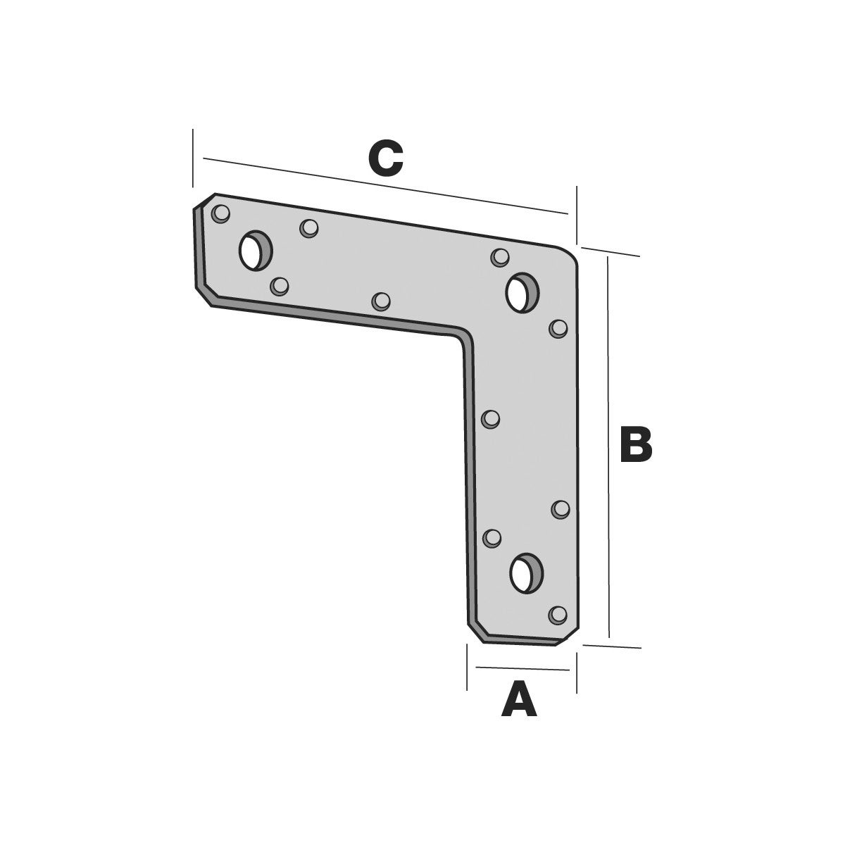 Ferrure en 66L - Carton 10 pièces 150x150mm - ep 2mm - 3