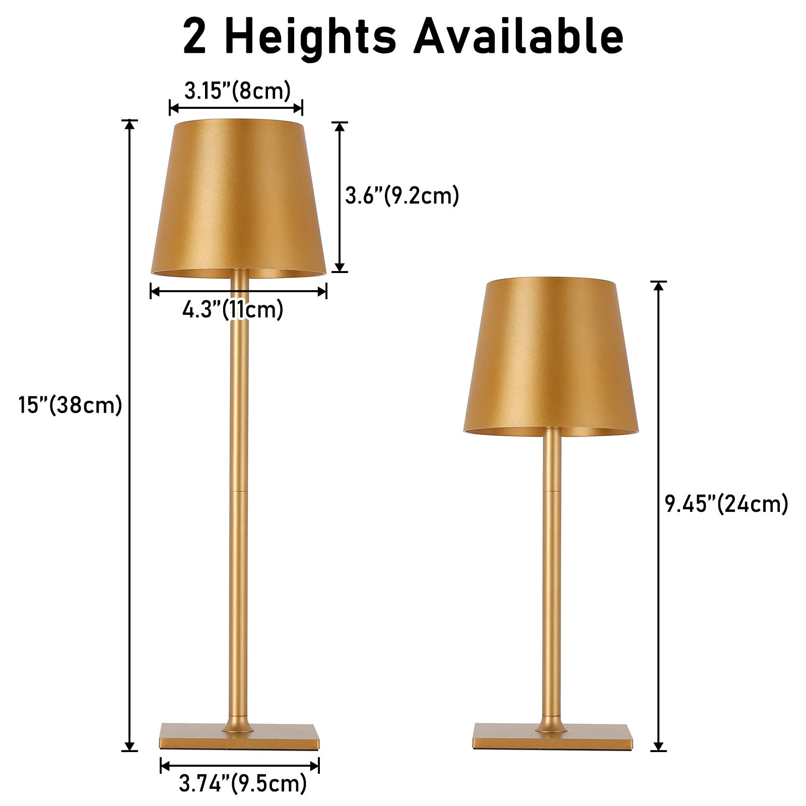 Lampe de Table Rechargeable Portable LED CCT 3000K-4000K-6000K en Aluminium Doré, IP44, 1.5W, Tactile avec Intensité Réglable - 5