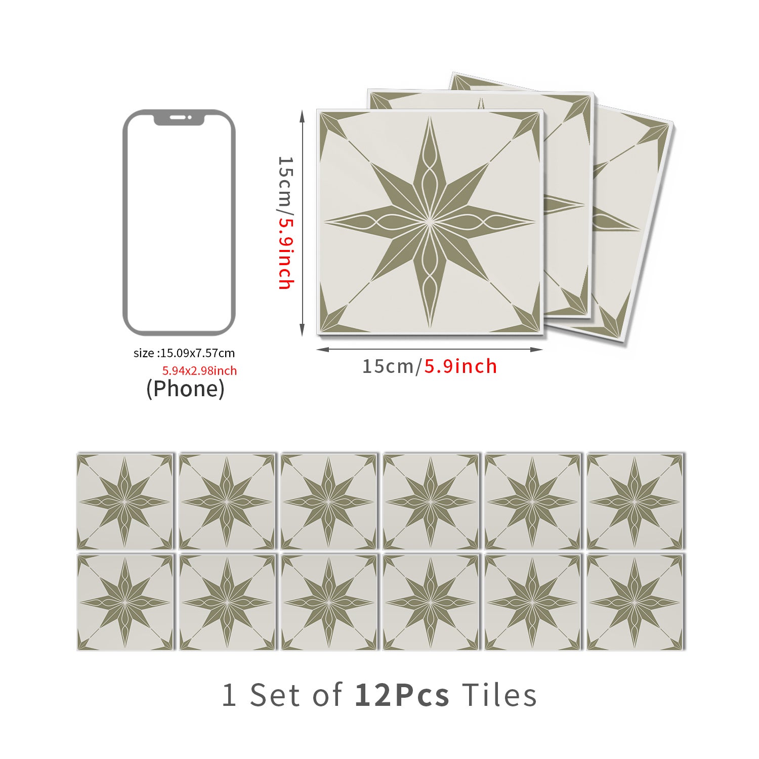 Lot de 12 panneaux muraux 3D autocollants, Crédence adhésive, Autocollants décoratifs, Imperméables et résistants à la chaleur, 15 cm x 15 cm - 4