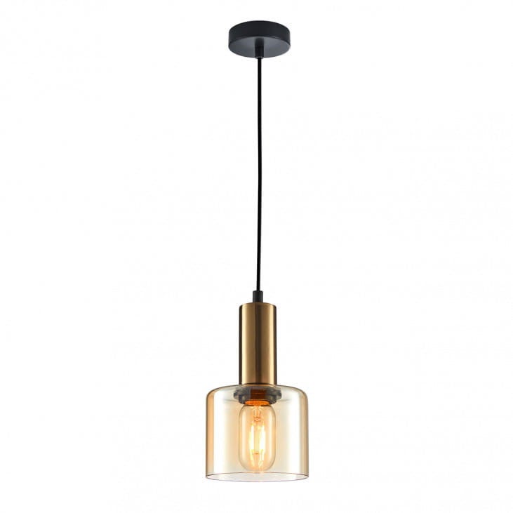 Lampa wisząca Santia mosiądz-bursztynowy 1xE27x5W nowoczesna wym: 108,5 x 15 x 15 cm szkło Italux