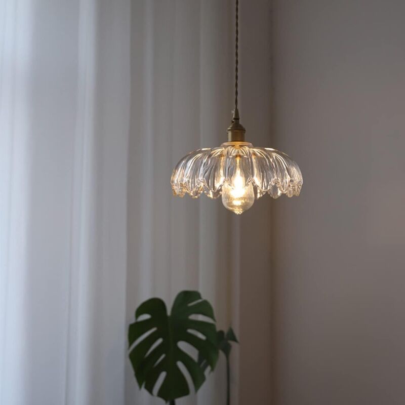 Lustre en verre style pastoral rétro sans source de lumière Pothos transparents - 2