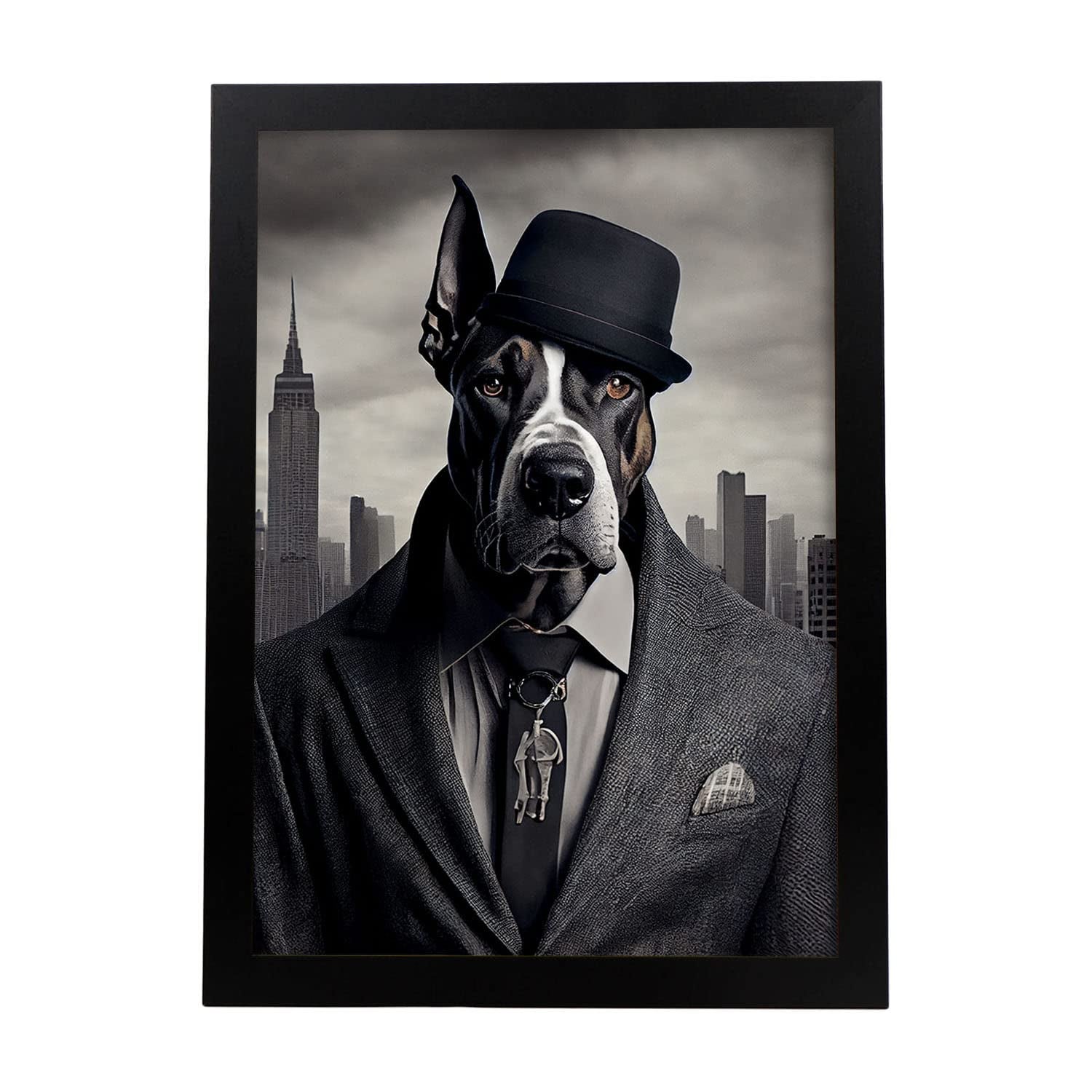 Nacnic lámina gran danés sociable en estilo fotografía a todo color divertidas ilustraciones de animales con ropa humana diseño y a3 marco negro