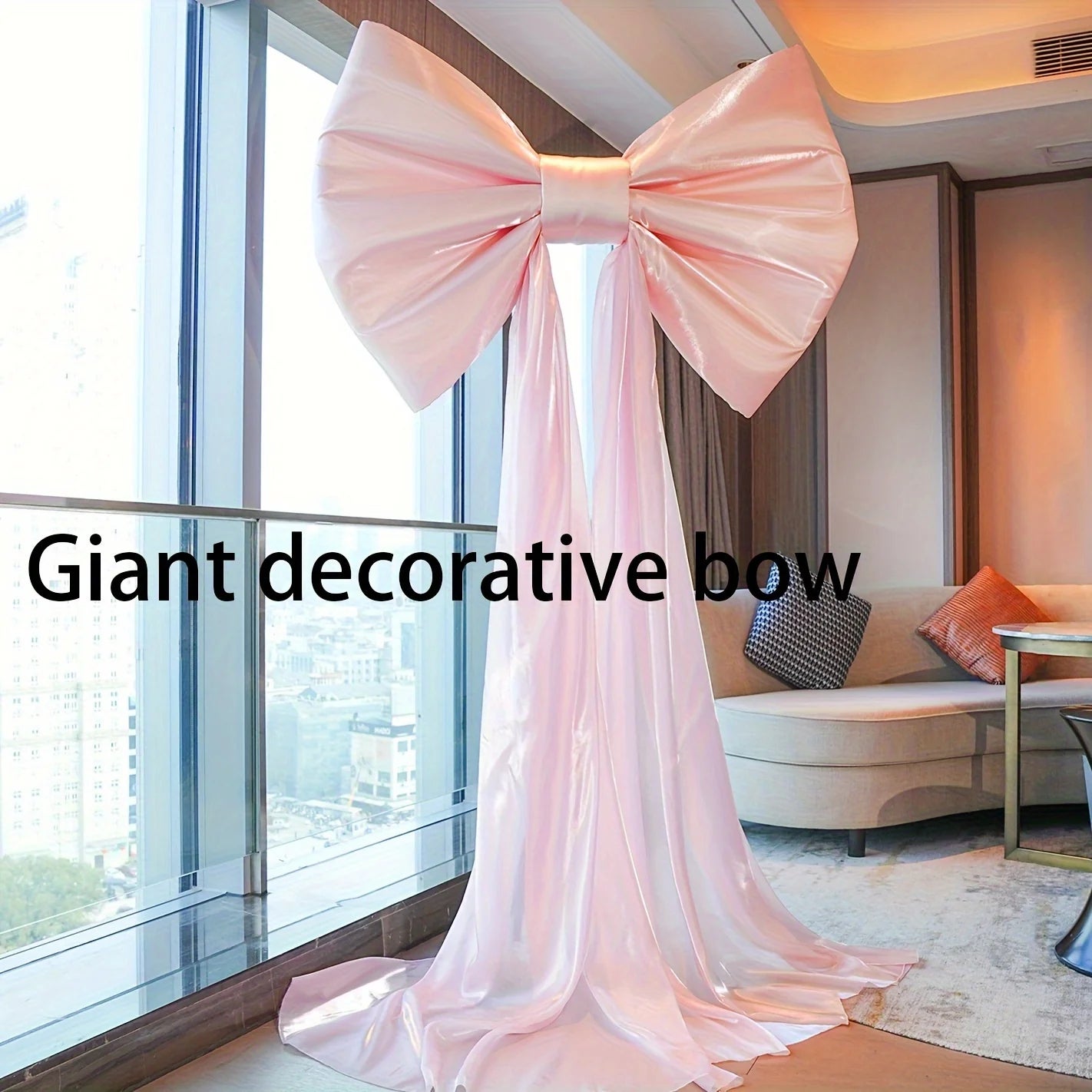 Grande fiocco decorativo, decorazione natalizia, decorazione per fondali nuziali, decorazione di sfondo, fiocco 80x60 cm (con strascico di 4 metri) - 4