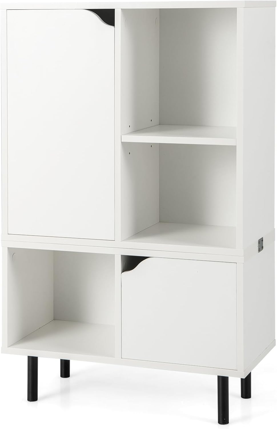 Nowoczesna Biblioteczka Wolnostojąca, Regulowane Regały, Mebel do Przechowywania z 3 Kostkami i 2 Szafkami do Ustawiania w Stos, 2 Zestawy Anti-Tilt