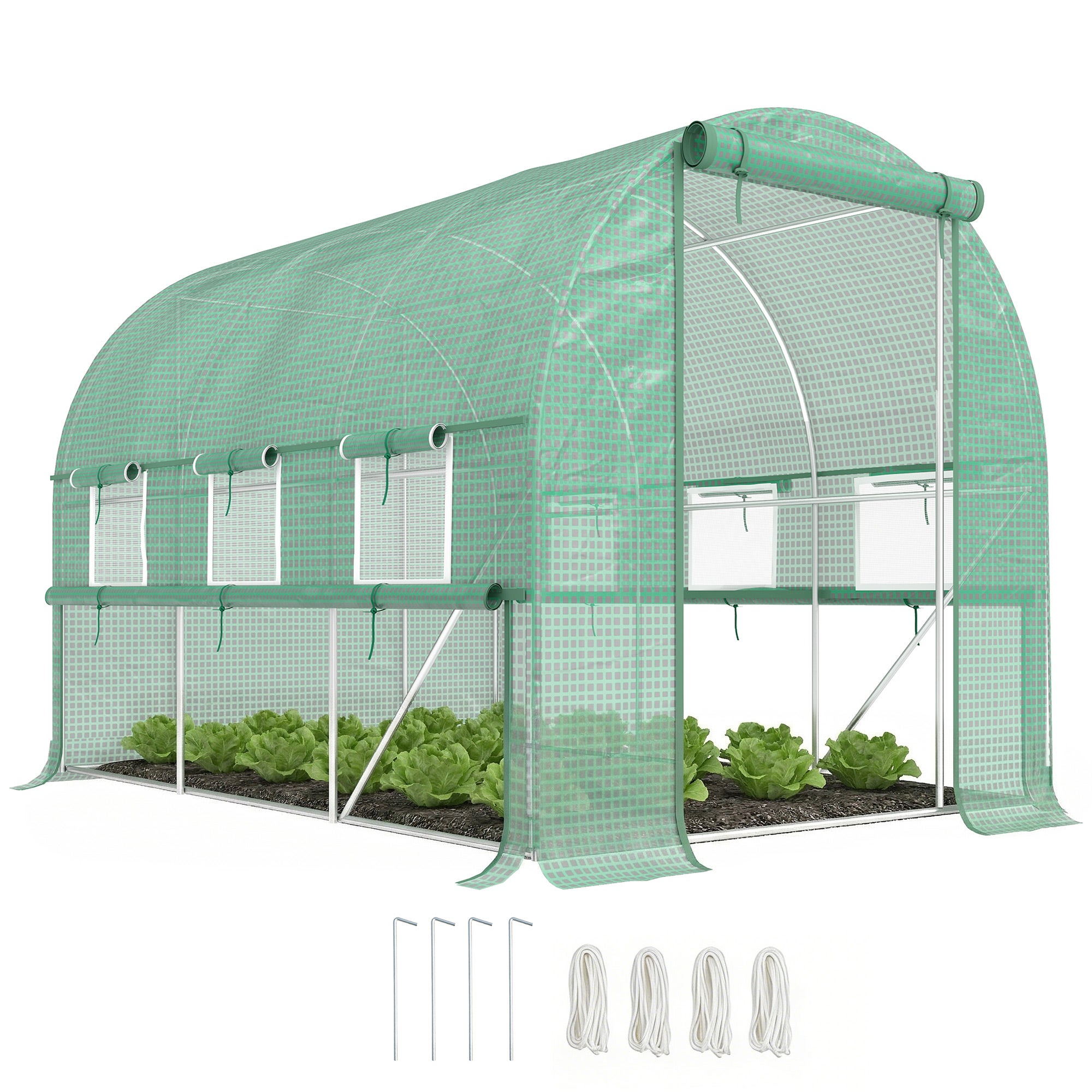 wejściowy tunel foliowy szklarnia zielony domek z zwijany Sidewalls, odporny na UV PE pokrowiec, 3 x 2 x 2m, zielony