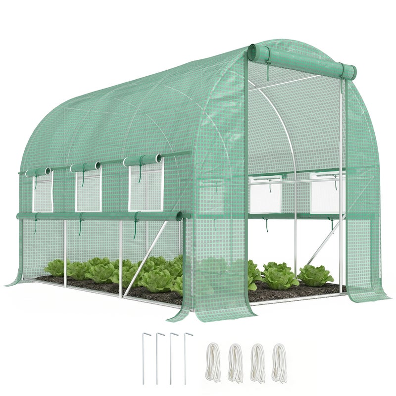 wejściowy tunel foliowy szklarnia zielony domek z zwijany Sidewalls, odporny na UV PE pokrowiec, 3 x 2 x 2m, zielony
