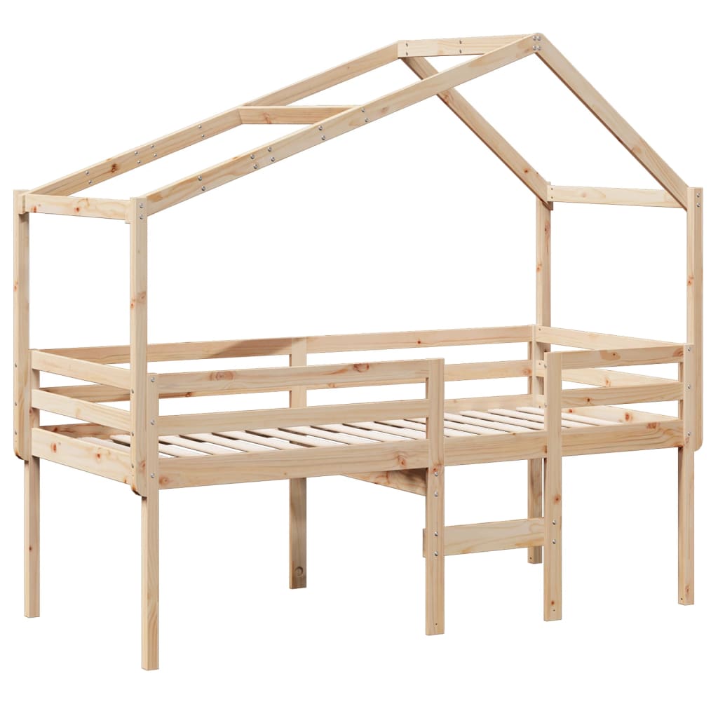 Lit haut avec toit 90x190 cm bois de pin massif - 3