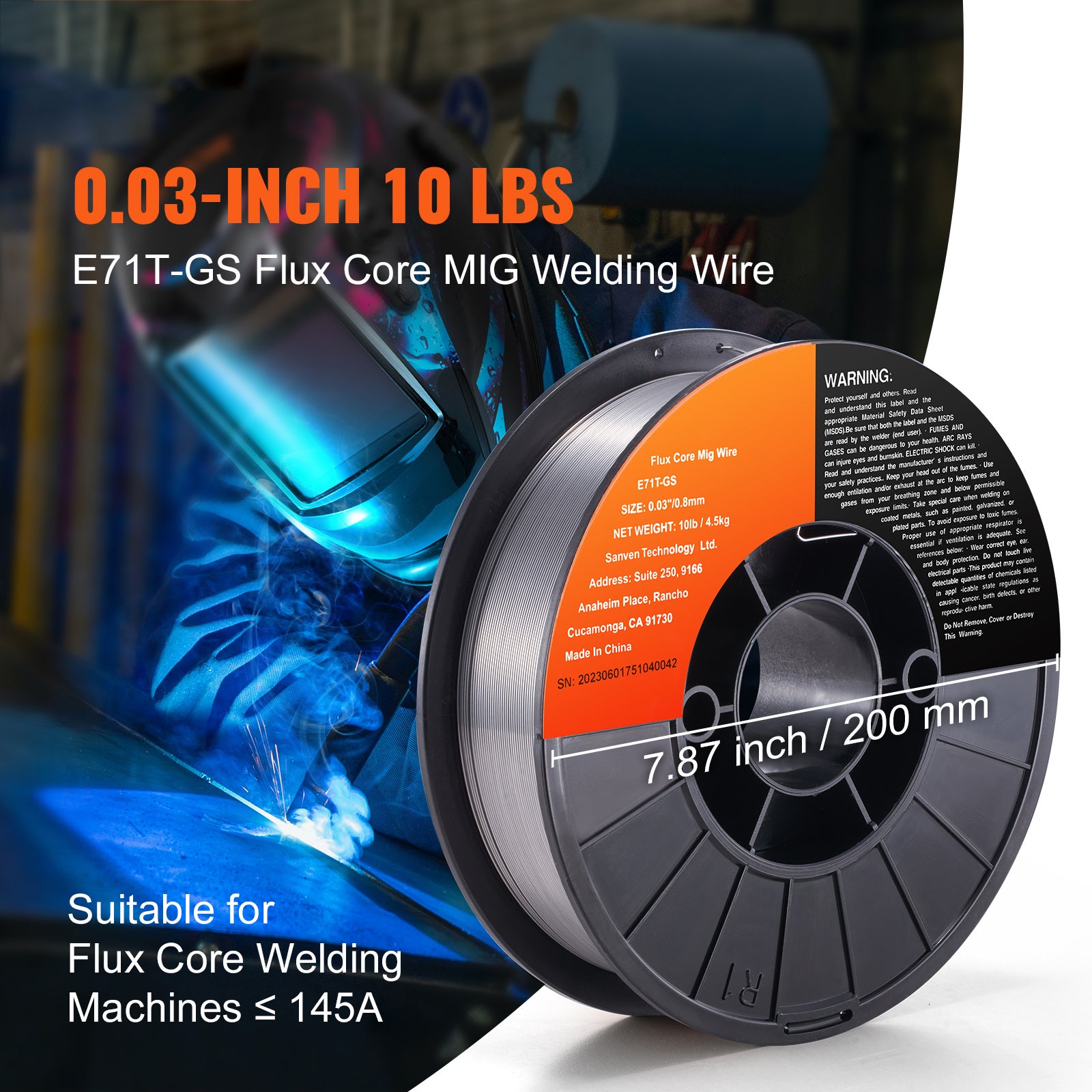 Fil de soudage fourré,E SucceBuy 71T-GS 0,030 pouce,10 lb,fil MIG sans gaz pour acier doux,faible éclaboussure,soudage toutes positions,extérieur - 4