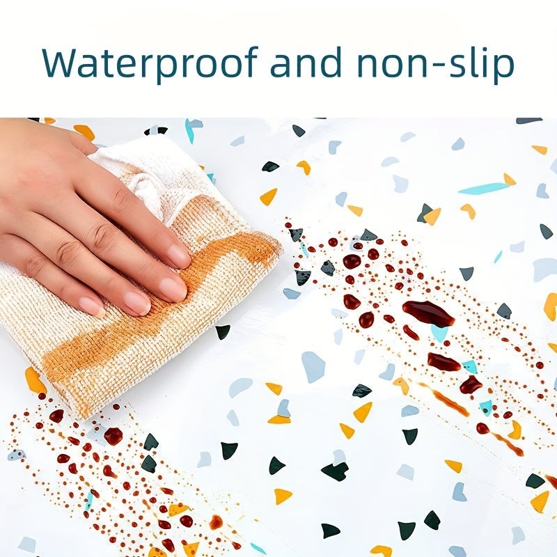 Autocollants de sol auto-adhésifs, 10 pièces, autocollants muraux en marbre de Simulation épaissi, résistants à l'usure et imperméables, noirs - 7