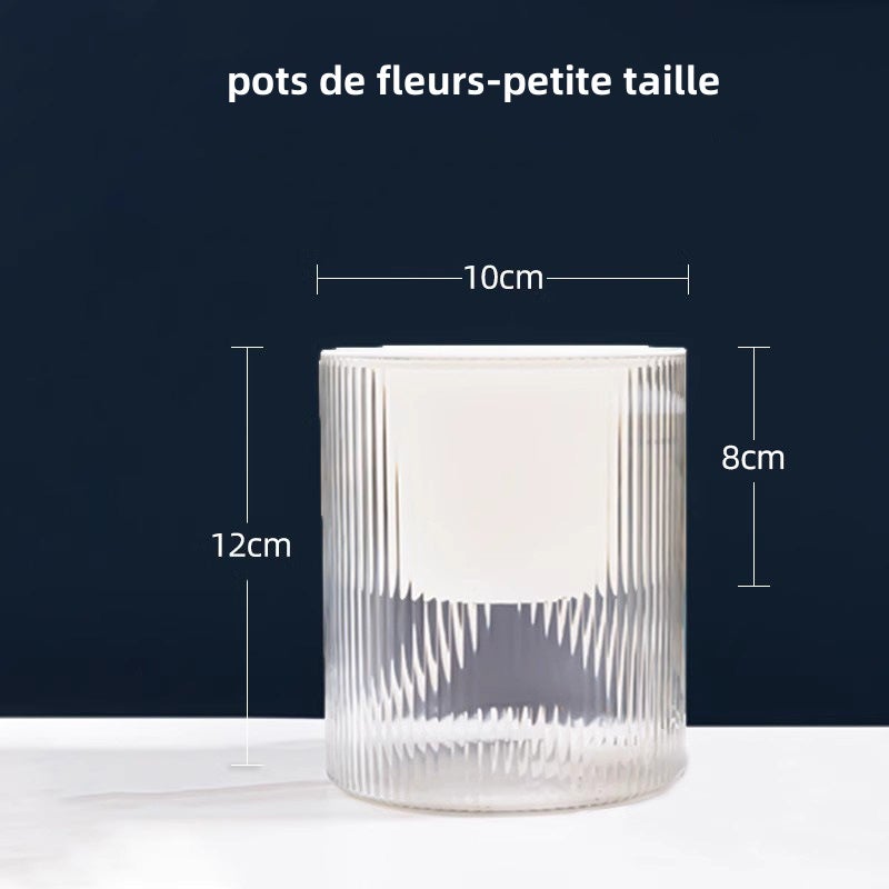 Lot de 3, pots auto-arrosants calibre 10 cm, pots en plastique transparent avec réservoir d’eau pour plantes vertes et fleurs en pot - 6