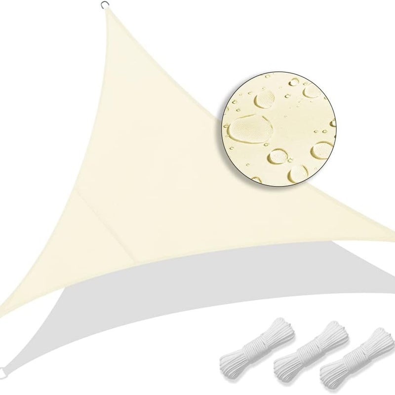 Żagiel przeciwsłoneczny trójkątny - Wytrzymały i oddychający - do ogrodu i tarasu - z liną - Beżowy