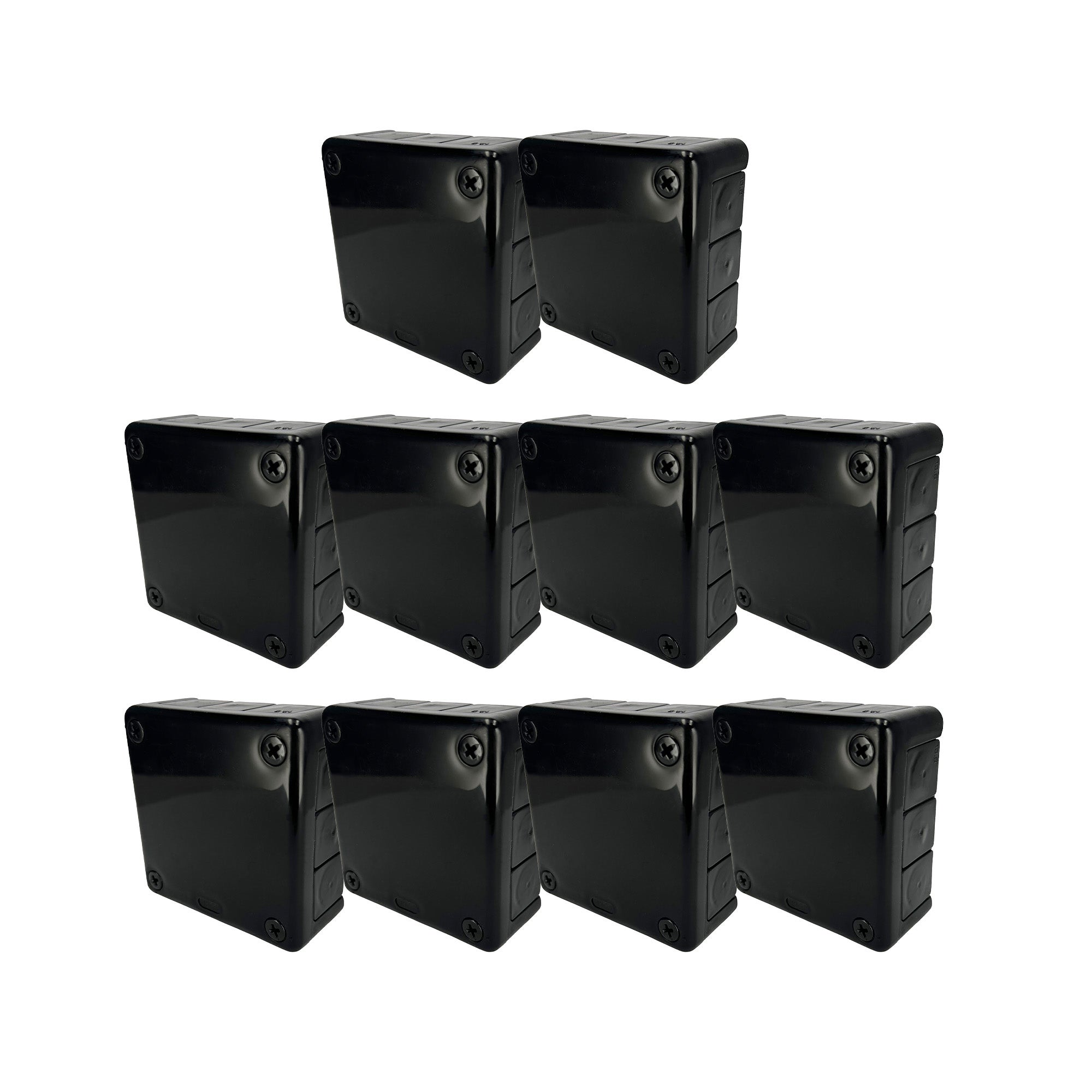 Puszka natynkowa hermetyczna 98x98x42mm 12-wlotowa, z dławikami gumowymi, IP55 zamknięcie "na wkręty", czarna EDO 10 szt.
